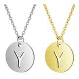 Stainless Steel Initial Pendant Necklace Alphabet Silver Gold Letter 16" A416