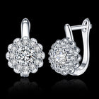Platinum Plated Earrings  Hoop Huggies AAA Zirconia Latch Back Clasp L582