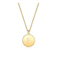 Pendant Necklace Chains Flat Round Initial Alphabet Letter Gold 16.15" P652