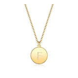 Pendant Necklace Chains Flat Round Initial Alphabet Letter Gold 16.15" P652