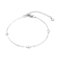 Stainless Steel Cable Anklet Bracelet Heart Links Lobster Silver  8.5" Z26