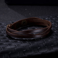 Leather Bracelet Beige  Orange Brown 8.5 Inches 13MM Push button L466