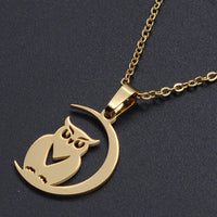 Stainless Steel Pendant Necklace Lobster Halloween Owl Moon 17.71" 1.5mm P91