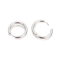 Stainless Steel Hoop Earrings Rose Gold Purple Black Huggie 1" Pin 1mm  P623