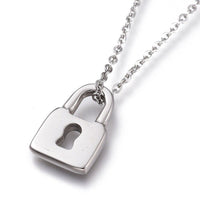 Stainless Steel Padlock Pendant Necklaces Lobster 16-1/2 inches 42cm Z498