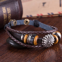 Leather Bracelet  Brown 8.5 Inches 20MM Push button  L442