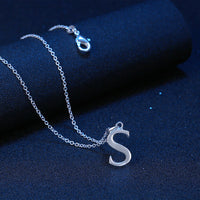 Sterling Silver Plated Necklace Women Pendant Initial Letter Alphabet B375