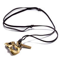 Genuine Leather Necklace Pendant Masquerade Mask Adjustable Slide Clasp B484