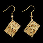 Yellow Gold Plated Earrings Drop Dangle Fish Hook Clasp L643