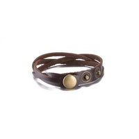 Leather Bracelet Beige  Orange Brown 8.5 Inches 13MM Push button L466