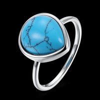 Platinum Plated Black Gunmetal Halo Plain Ring Womens Kallaite Stone Blue B501