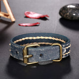 Leather Bracelet Handmade  10 Inches 15MM Belt buckle L479