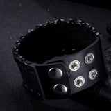 Leather Bracelet Black Brown 9.5 Inches 38MM Push button  L447