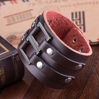 Leather Bracelet  9 Inches 49MM Push button L444