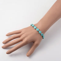 Heart Turquoise Stretch Bracelets Silver Color Plated Iron Finding 57mm  P529