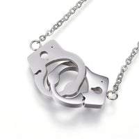 Stainless Steel Pendant Necklaces Rhinestone Handcuffs Gold Silver 17.3"  P657