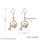 Rose Gold Plated Earrings Drop Dangle  Fish Hook Dolphin .52" L192
