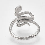 Alloy Cuff Finger Ring Snake Antique Silver Size 8 Adjustable 18mm P439