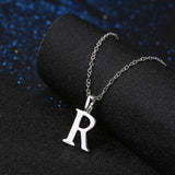 Sterling Silver Plated Necklace Women Pendant Initial Letter Alphabet B375