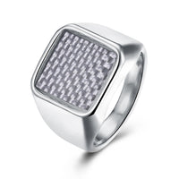 Stainless Steel Yellow Gold Platinum Plated Mens Band Ring Carbon Fiber B555