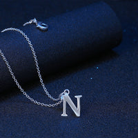 Sterling Silver Plated Necklace Women Pendant Initial Letter Alphabet B375