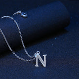 Sterling Silver Plated Necklace Women Pendant Initial Letter Alphabet B375