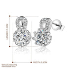 Sterling Silver Plated Earrings Butterfly Stud Zirconia  Push Back Clasp L691