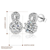Sterling Silver Plated Earrings Butterfly Stud Zirconia  Push Back Clasp L691