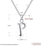 Sterling Silver Plated Necklace Women Pendant Initial Letter Alphabet B375