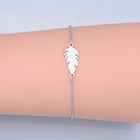 Stainless Steel Link Bracelet Lobster Clasp Feather Silver Gold Adjustable P263