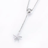 Stainless Steel Set Earrings Pendant Necklace Starfish Gold Silver 16.54" P726