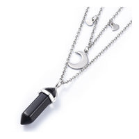 Malachite Bullet Pendant Necklace 316 Stainless Steel Lobster Clasp 16" Z509