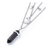 Malachite Bullet Pendant Necklace 316 Stainless Steel Lobster Clasp 16" Z509