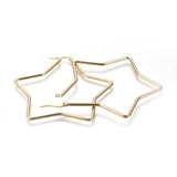 201 Stainless Steel Hoop Earrings Star Gold 12 Gauge 65.5x62 2mm Pin: 0.7mm A154