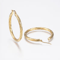 304 Stainless Steel Hoop Earrings Twist Stripe Gold Silver 1.6" 1x0.8mm  P577