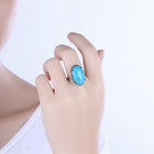 Rse Gold Platinum Plated Halo Ring Womens Kallaite Stone Blue B507