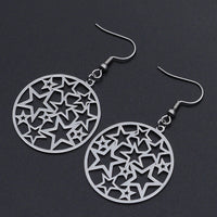 Stainless Steel Dangle Earrings Ring Hook Star Stainless Steel 54mm 0.6mm P201