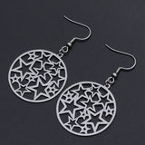 Stainless Steel Dangle Earrings Ring Hook Star Stainless Steel 54mm 0.6mm P201