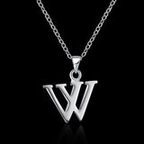 Sterling Silver Plated Necklace Women Pendant Initial Letter Alphabet B375