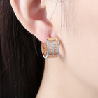 Yellow Gold Platinum Plated Earrings Hoop Huggies Zirconia Latch Back Clasp L548