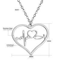 Stainless Steel Pendant Necklace Lobster Heart Heartbeat Silver Gold 17.7"  Z437