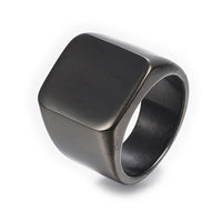 316 Stainless Steel Band Rings Men Wide Band Ring Rectangle Black Gold Z695