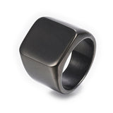 316 Stainless Steel Band Rings Men Wide Band Ring Rectangle Black Gold Z695