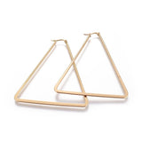 304 Stainless Steel Hoop Earrings Triangle Gold 64x51x2mm Pin 0.8mm  P612