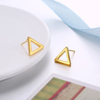 Rose Gold Plated Earrings Triagle Stud Push Back Clasp L514