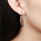 Rose Yellow Gold Silver Zirconia Latch Back Hoop Earrings L113