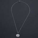 Halloween Stainless Steel Pendant Necklace Lobster Pumpkin Silvr 15.7" 1.5mm P66
