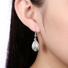 Yellow Gold Platinum Plated Earrings Drop Dangle Fish Hook Clasp L640