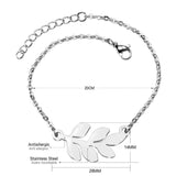 Stainless Steel Womens Unisex Bracelet Adjustable Size Leaves Lobster Clasp Y11