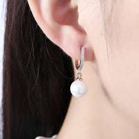 Yellow Gold Plated Earrings Drop Dangle AAA Zirconia  Latch Back Clasp L549